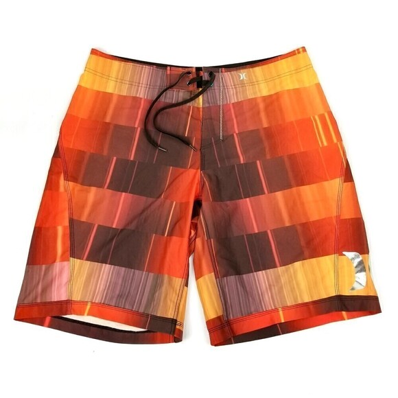 Hurley Other - NEW Hurley Phantom Sunset Orange Red Flame Striped Surf Swim Board Shorts 36 Men